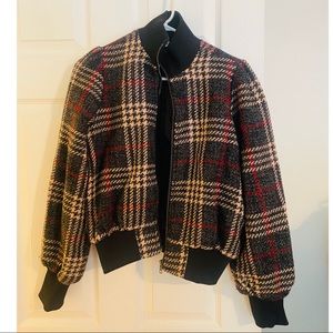 Express x negin mirsalehi. XS. Plaid wool bomber jacket.
